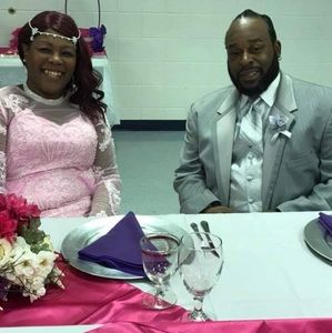 Pastel pink wedding gown